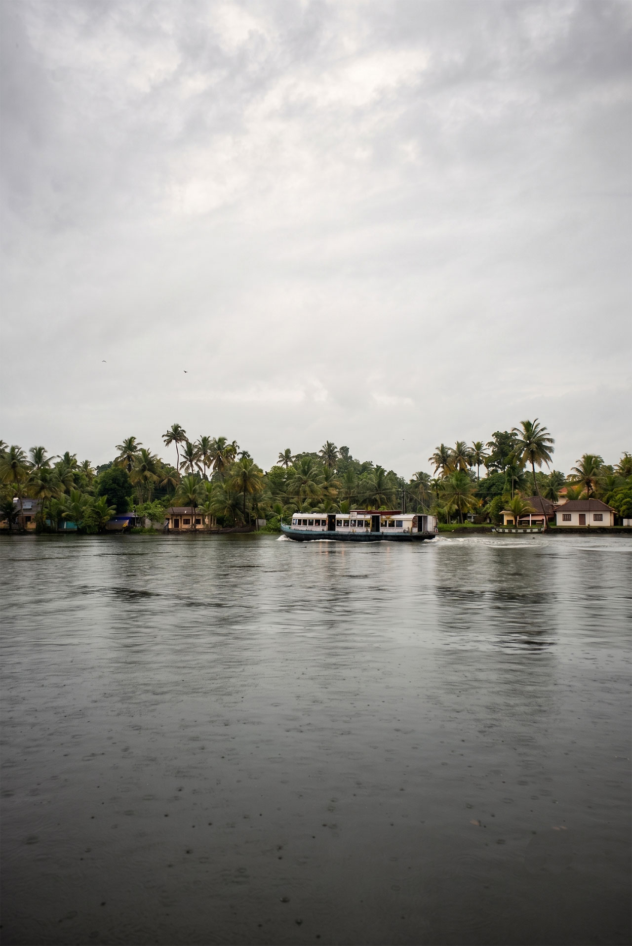 Kerala houseboat on calm backwater